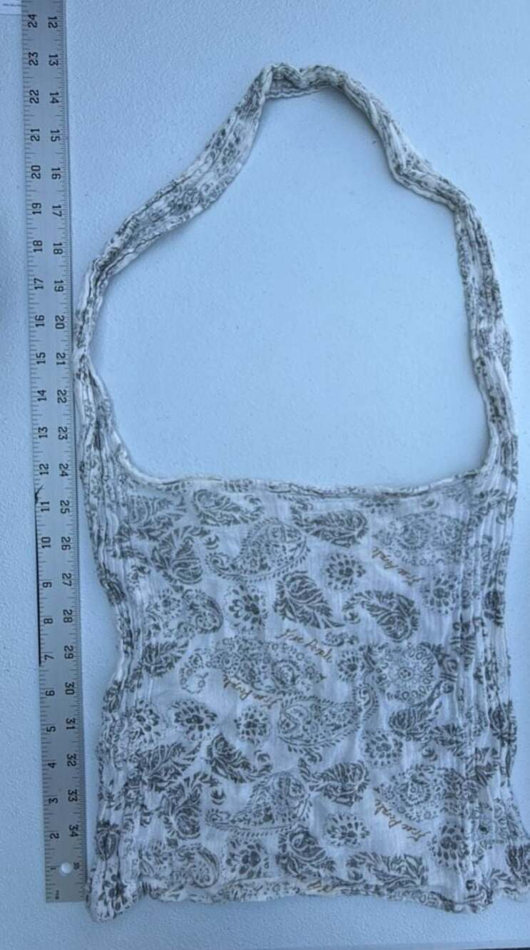 Free People White and Gray Paisley Patterned Shopper Tote Bag